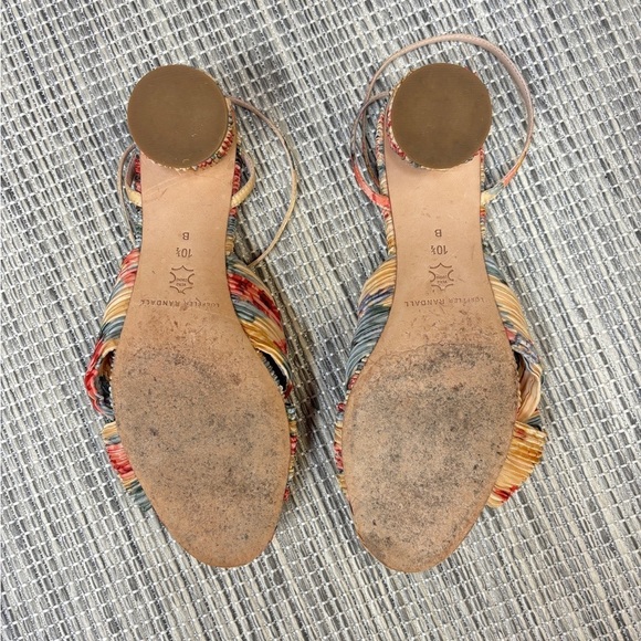 Loeffler Randall Dahlia Pleated Bow Heels Ankle Strap Cream Floral 10.5 - Picture 10 of 14